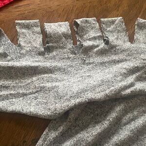 Gray sweatshirt with custom sleeves slit